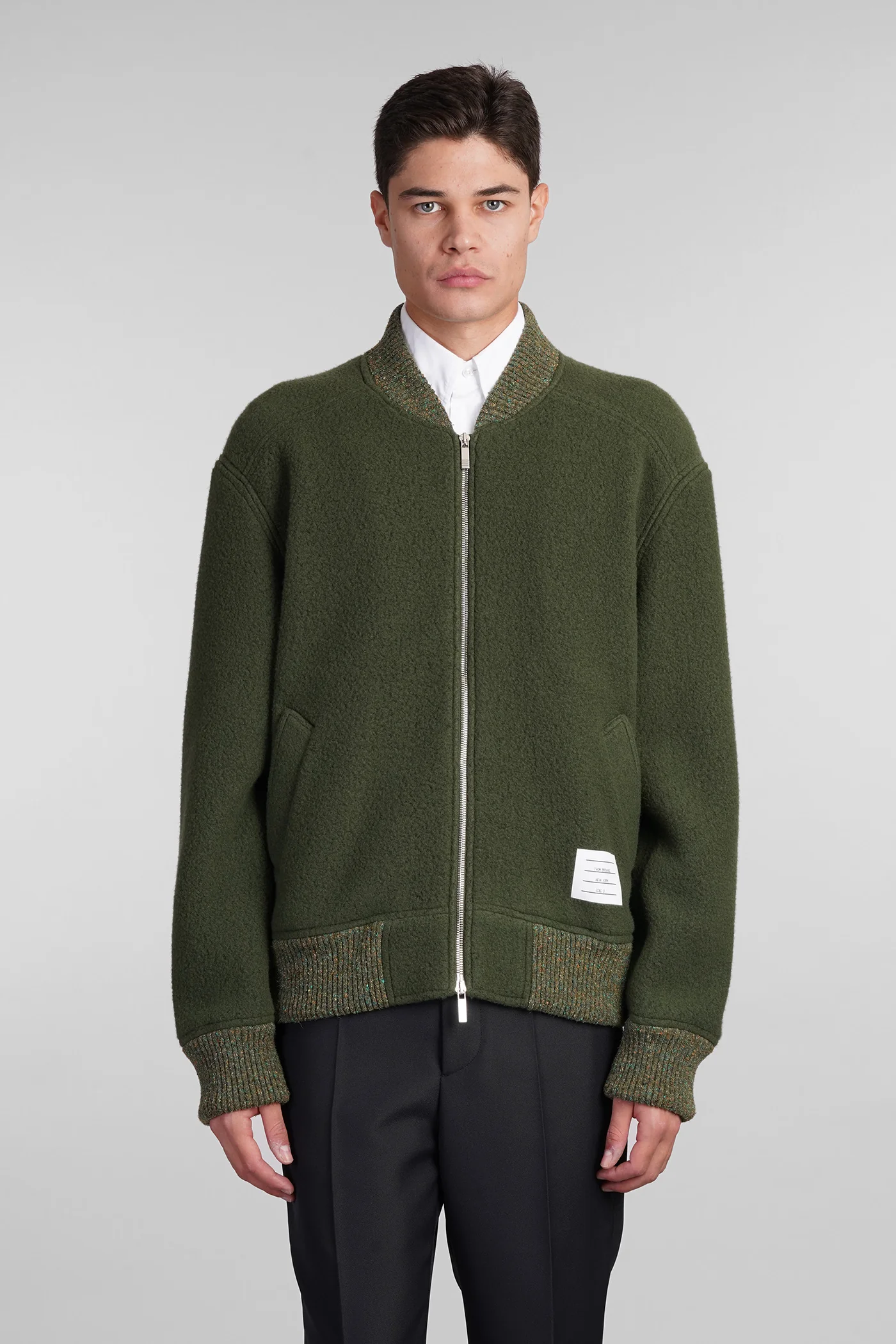 Bomber Jacket in green wool
