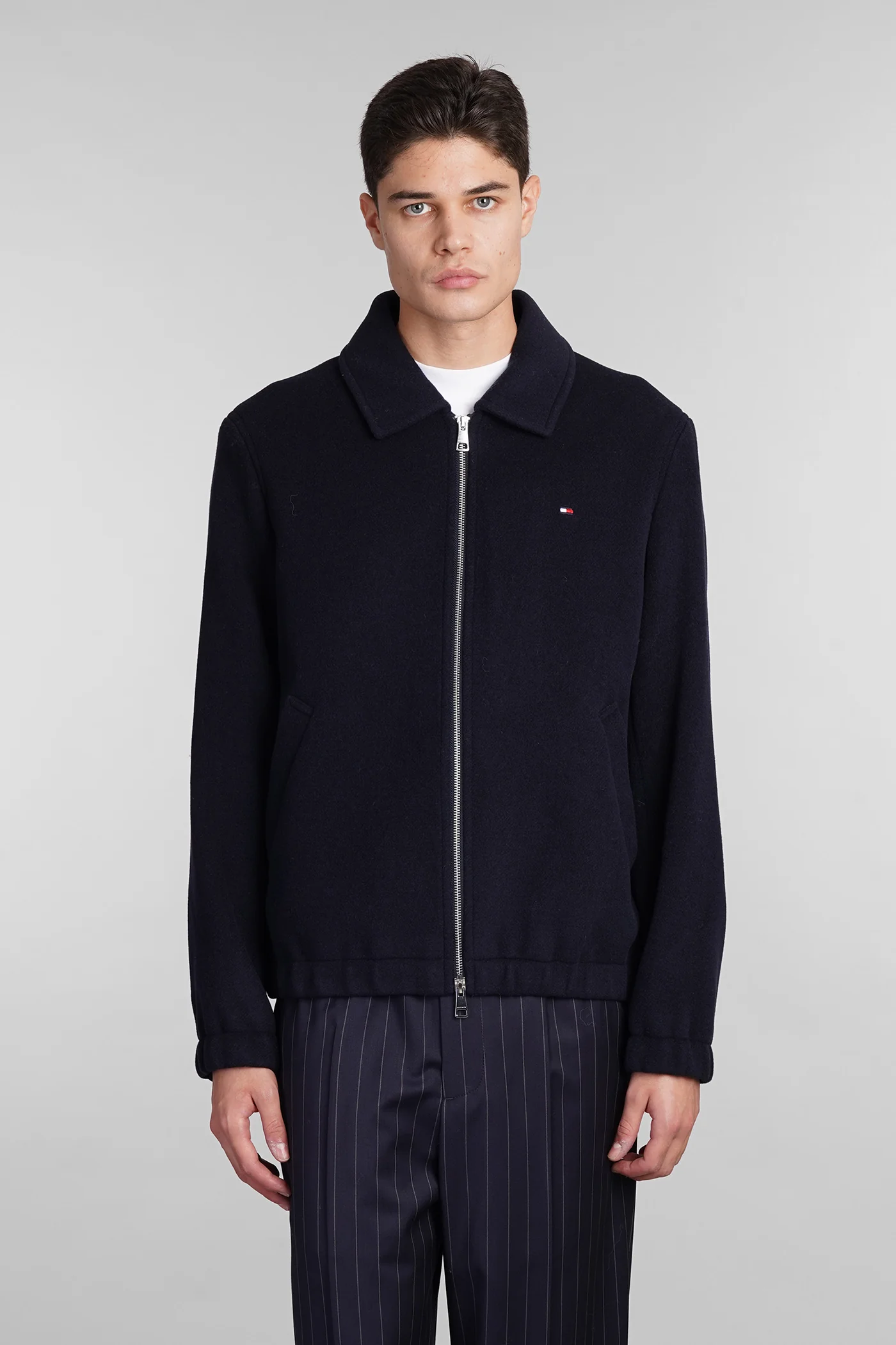 Casual jacket in blue wool