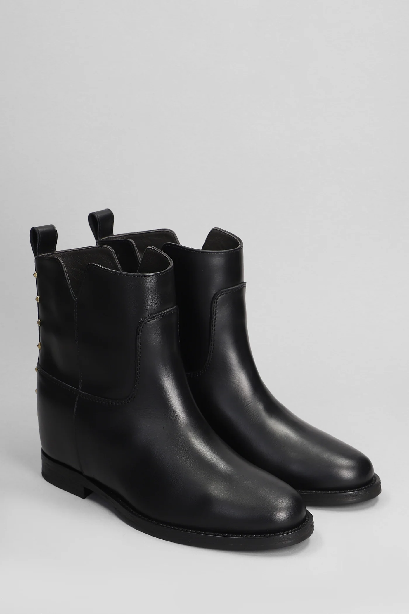 Ankle boots inside wedge in black leather - Image 2
