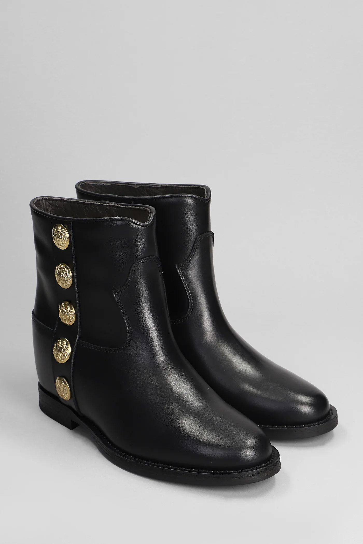 Ankle boots inside wedge in black leather - Image 2