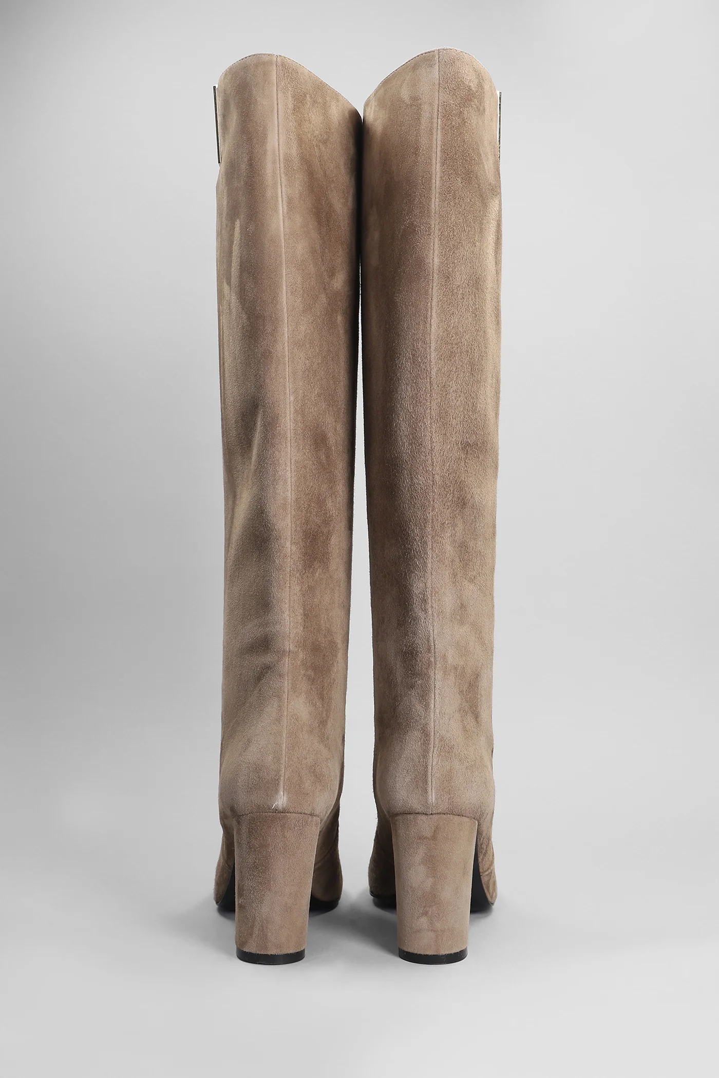 High heels boots in taupe suede - Image 4