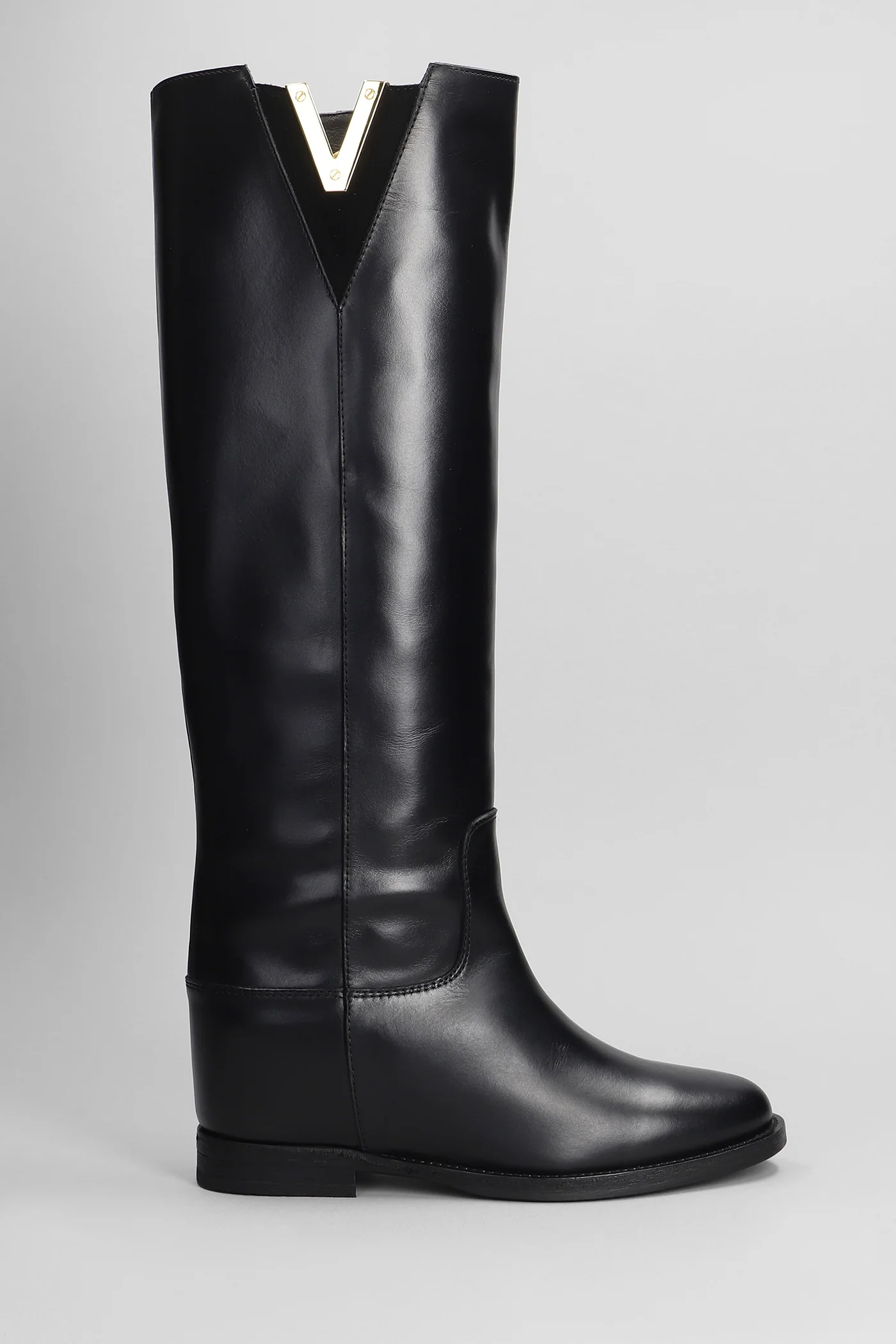 in black leather