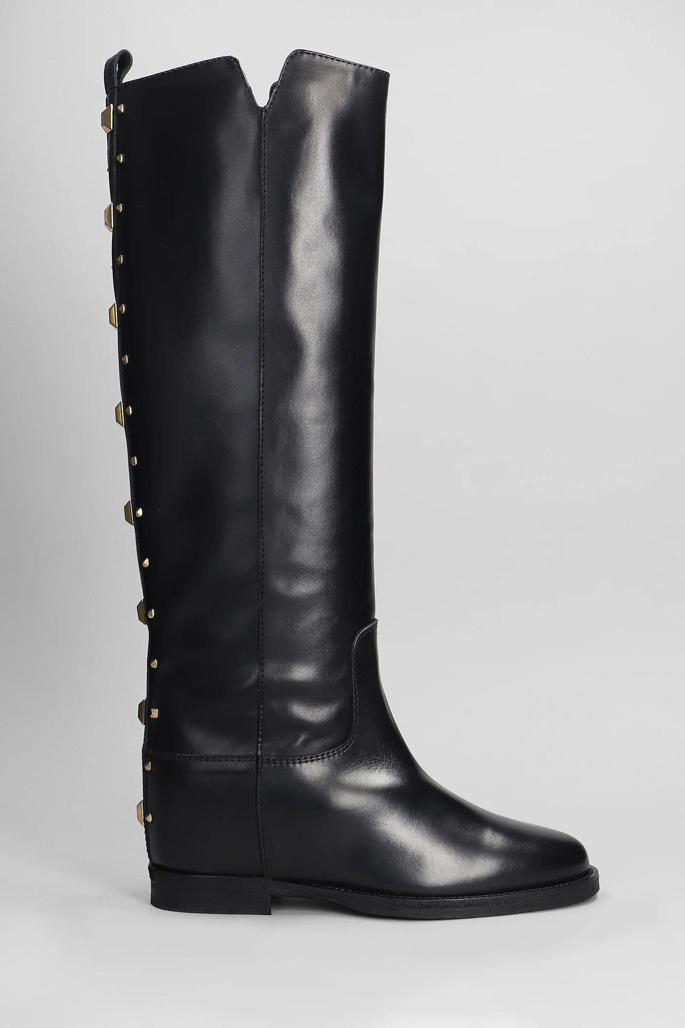 in black leather