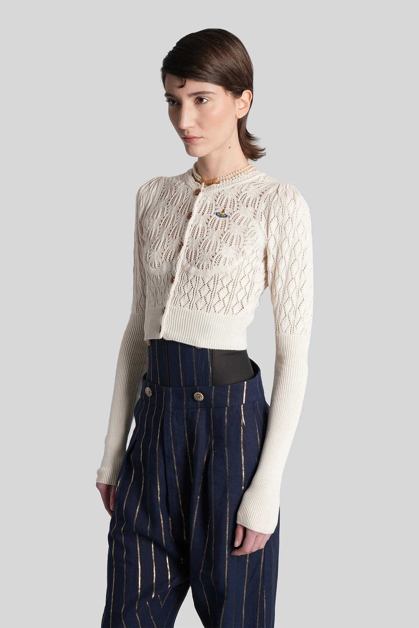 Ella Cardigan in beige cotton - Image 4