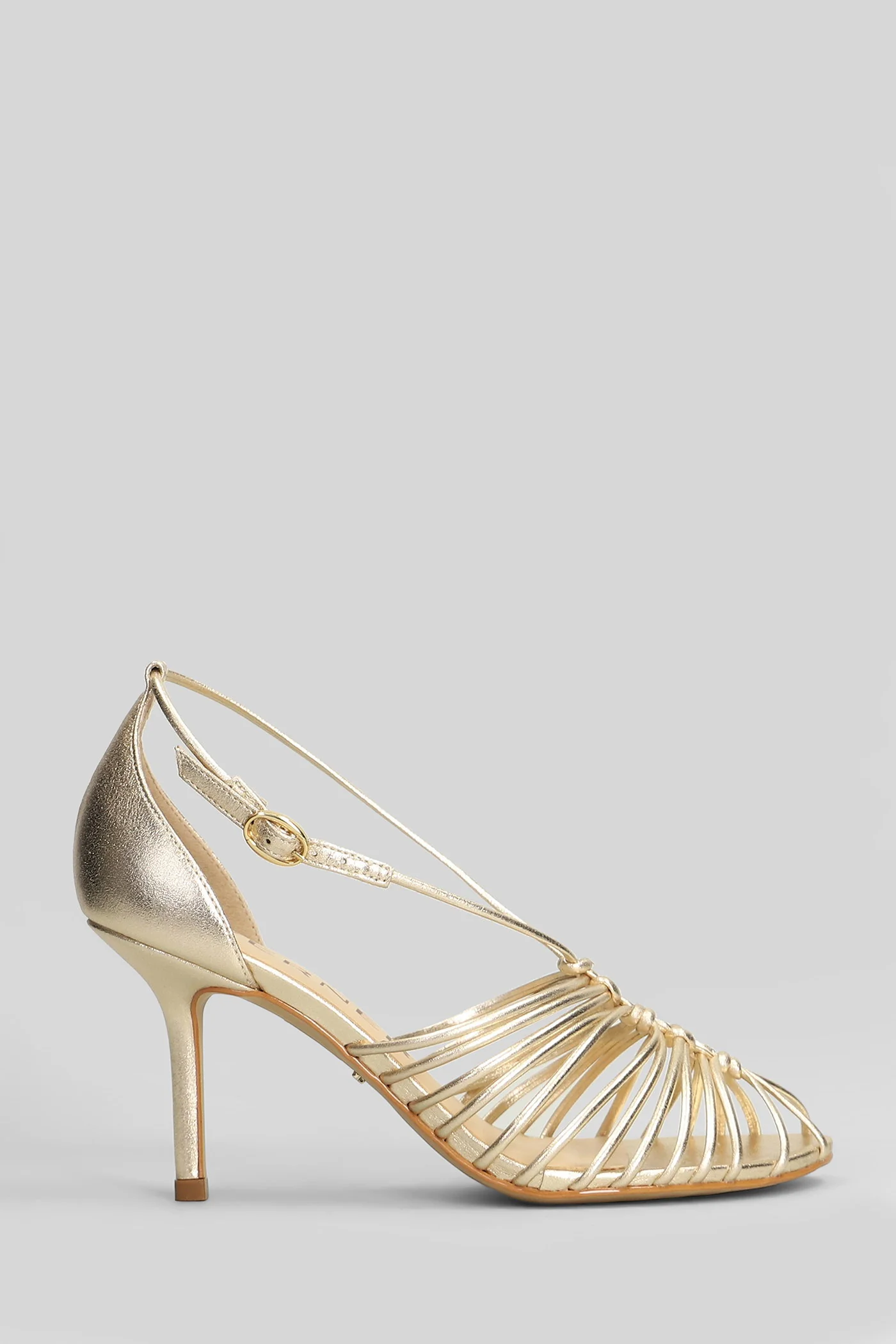 Sandals in platinum leather