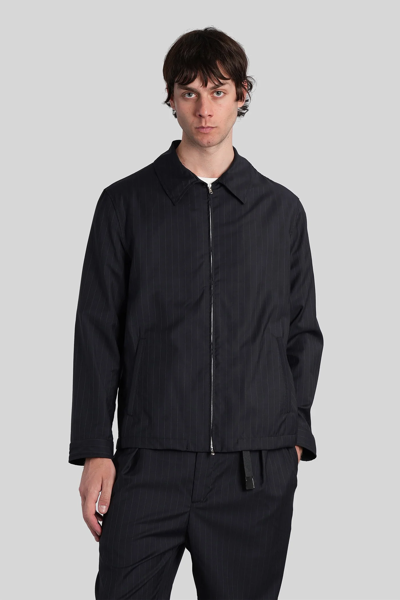 Casual jacket in blue polyester