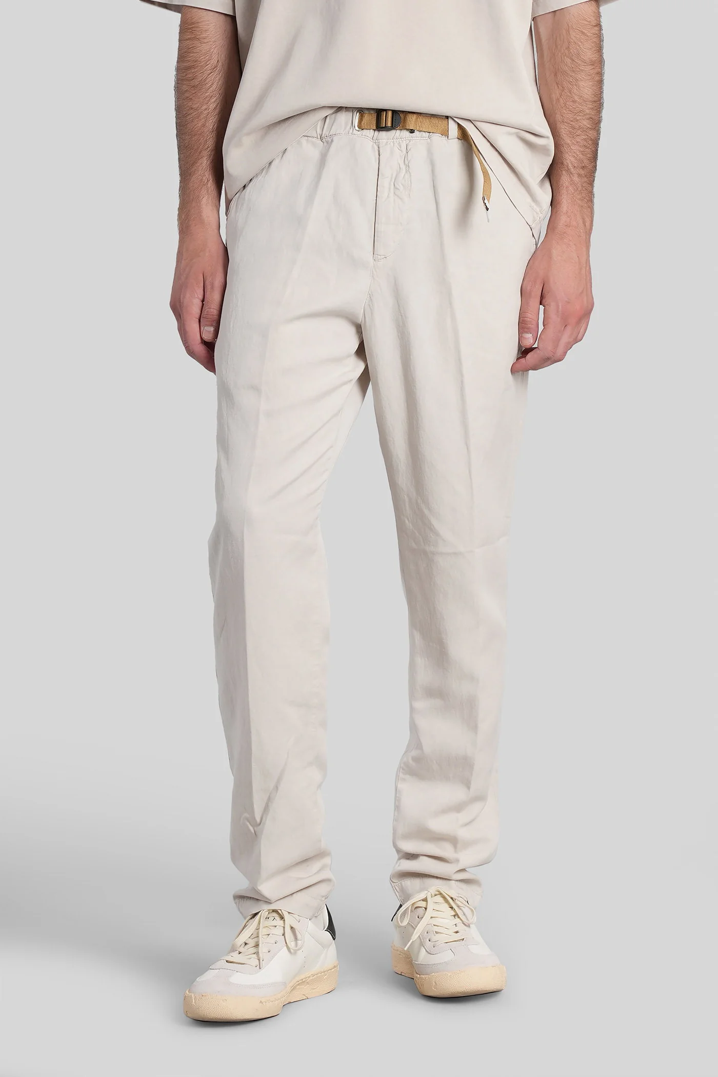 Pants in beige wool and polyester