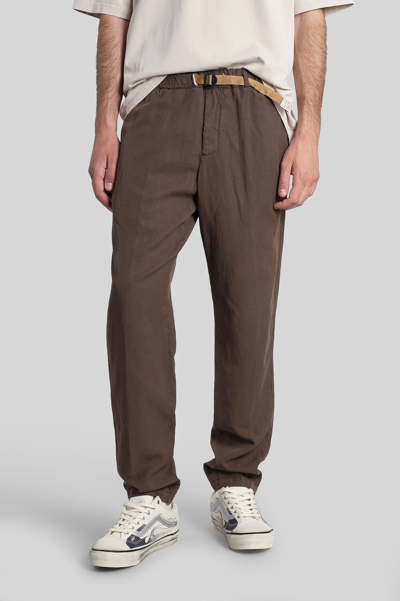 Pants in brown wool and polyester