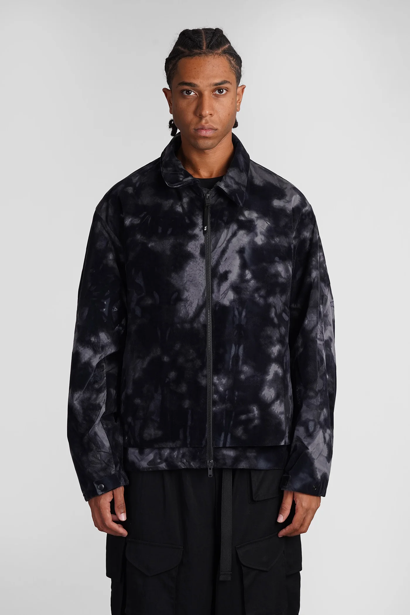 Casual jacket in blue polyamide