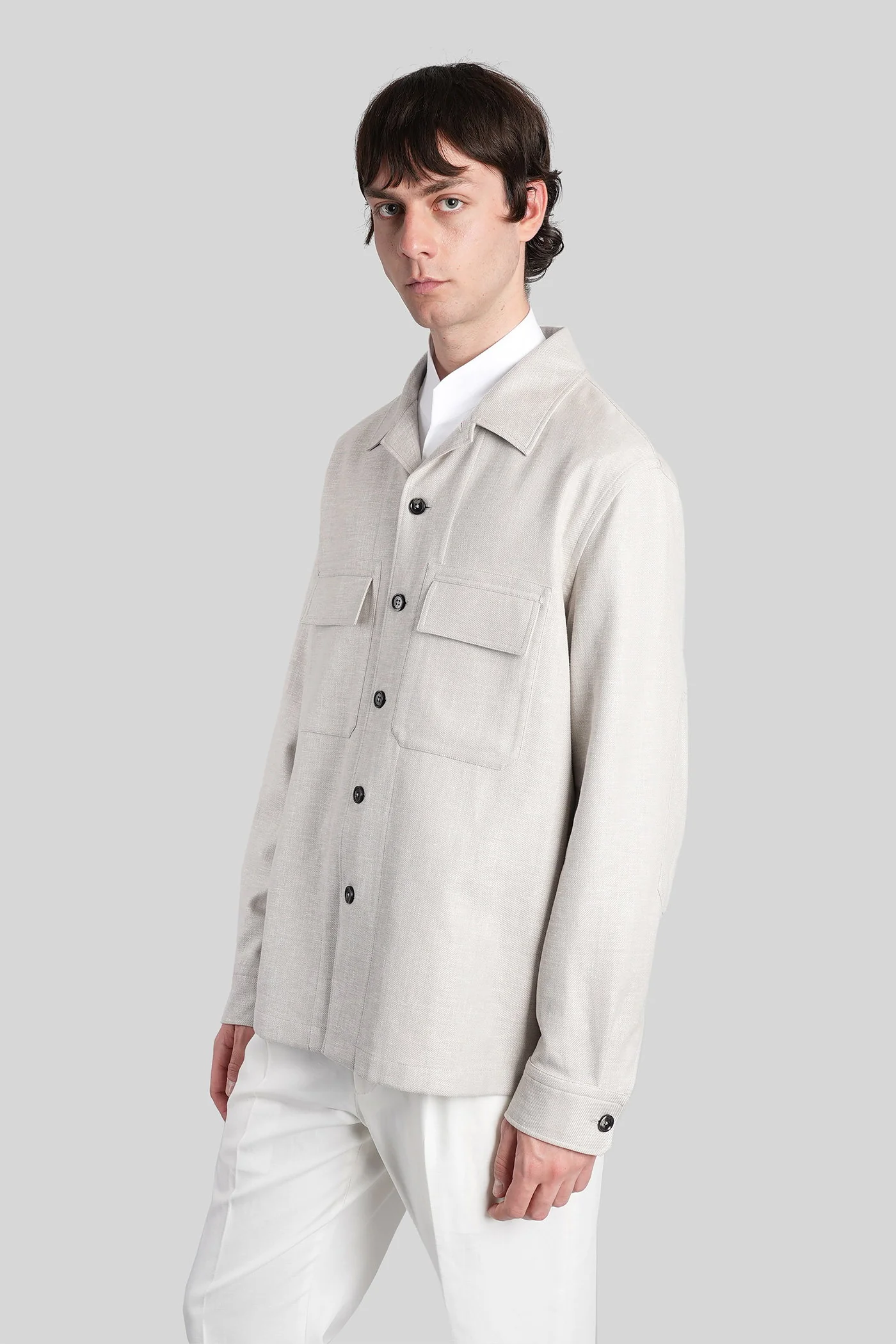 Casual jacket in beige linen - Image 4
