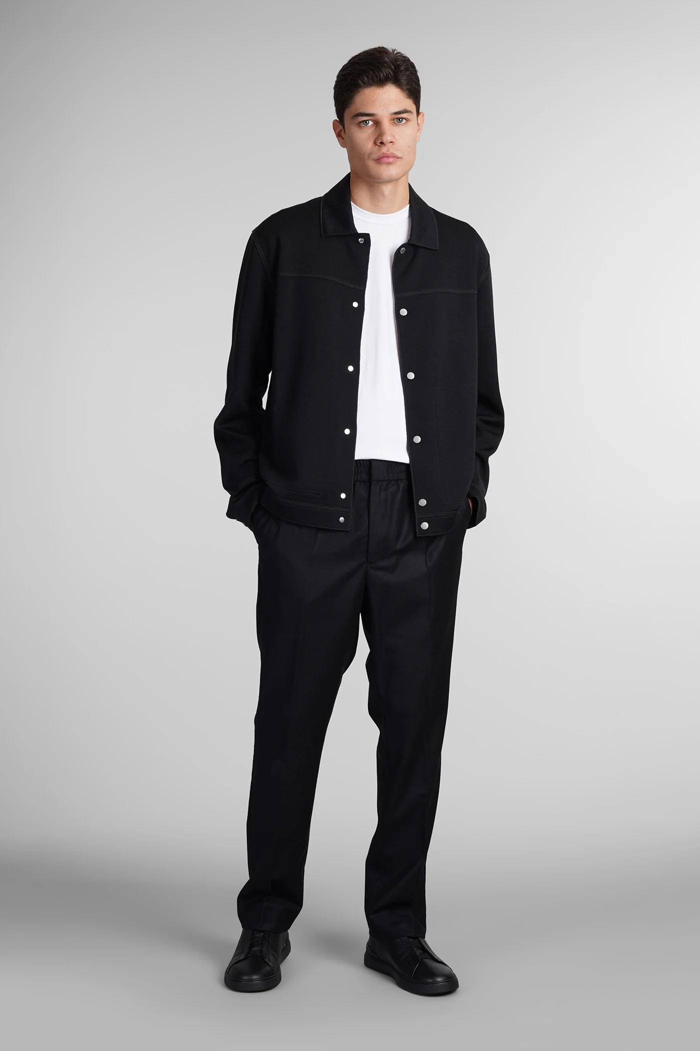 Casual jacket in black wool - Image 2