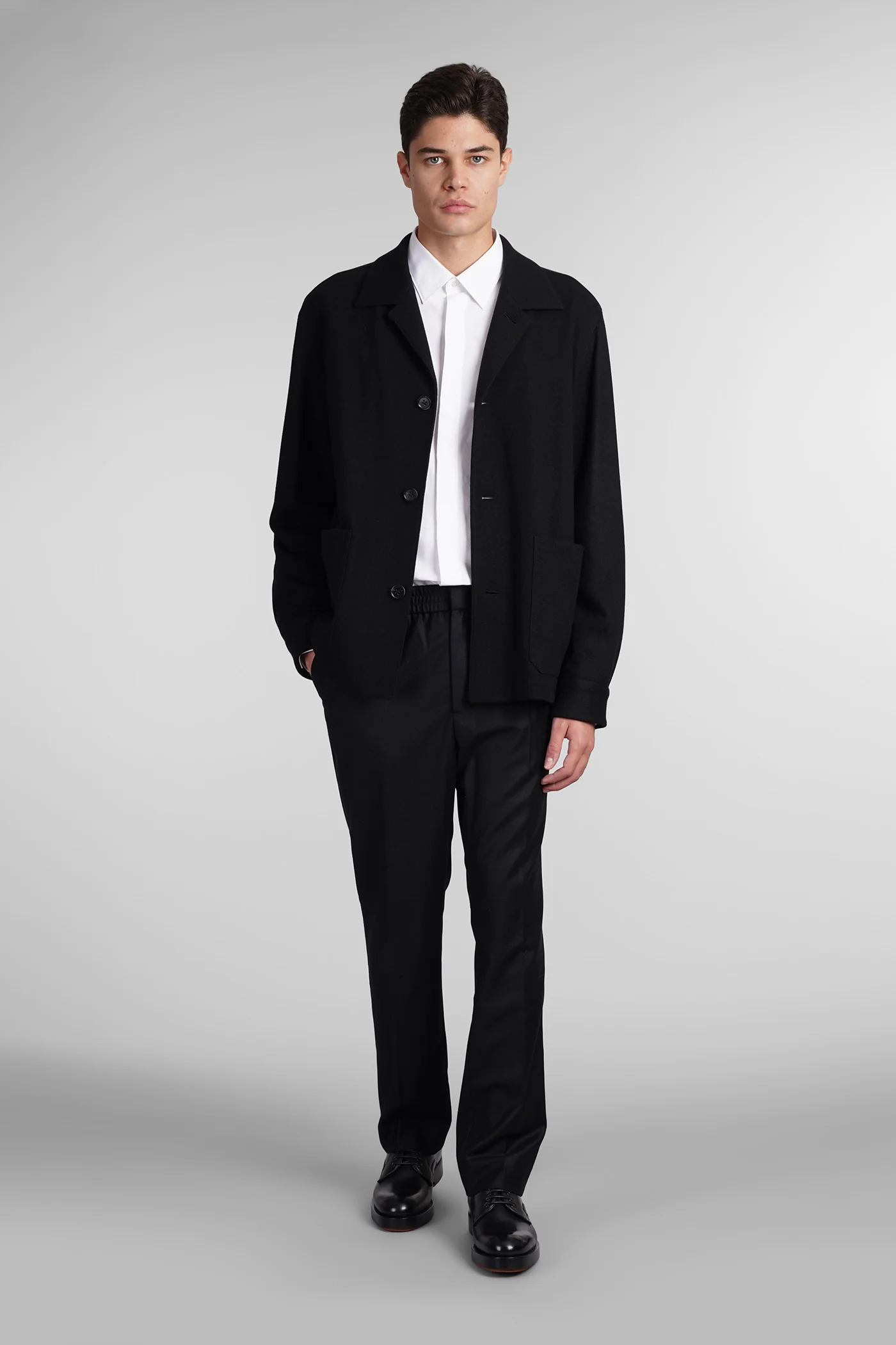 Casual jacket in black wool - Image 2