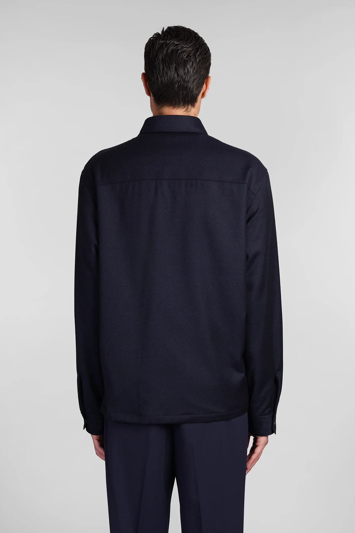 Casual jacket in blue wool - Image 3