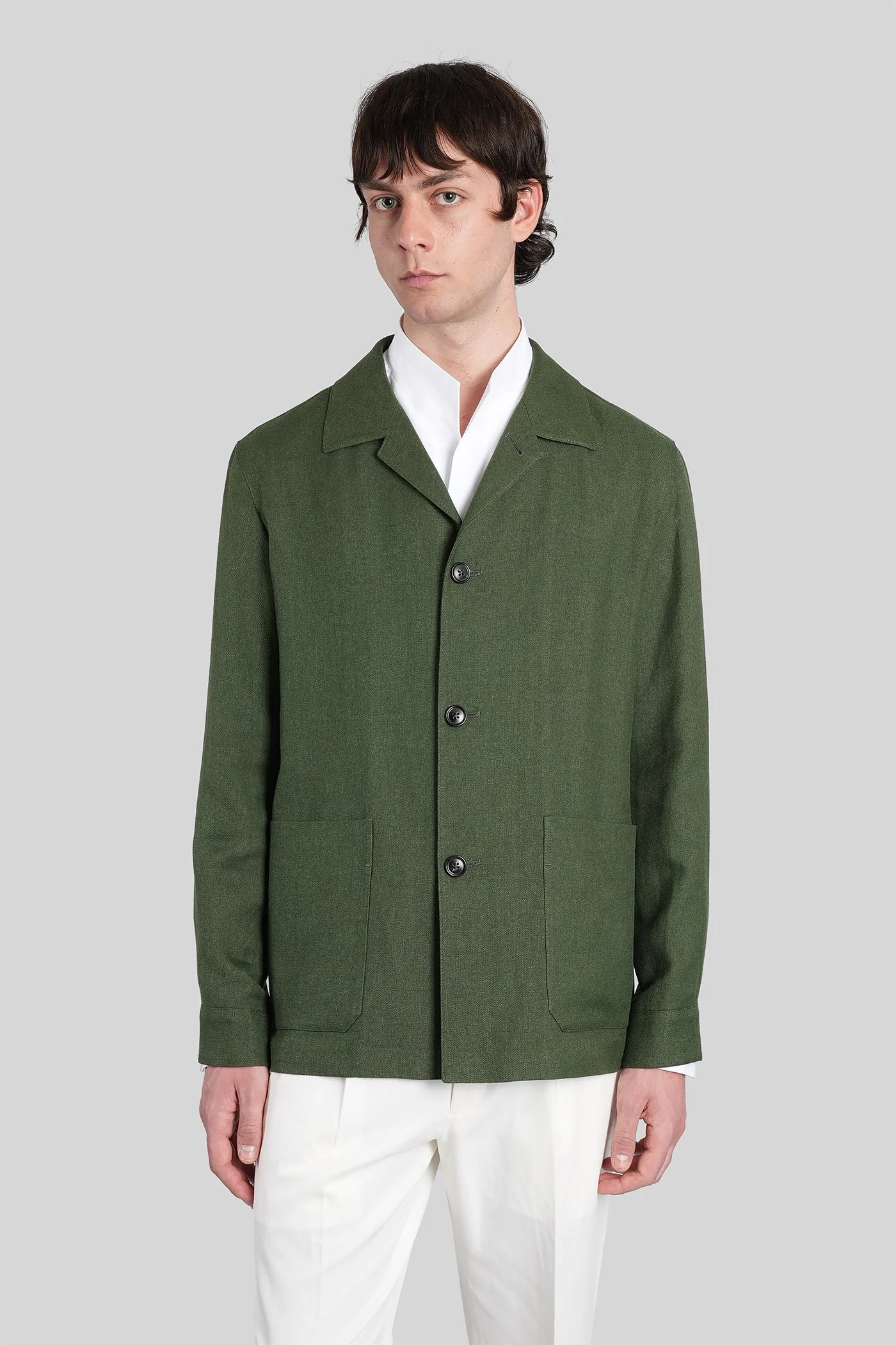 Casual jacket in green linen