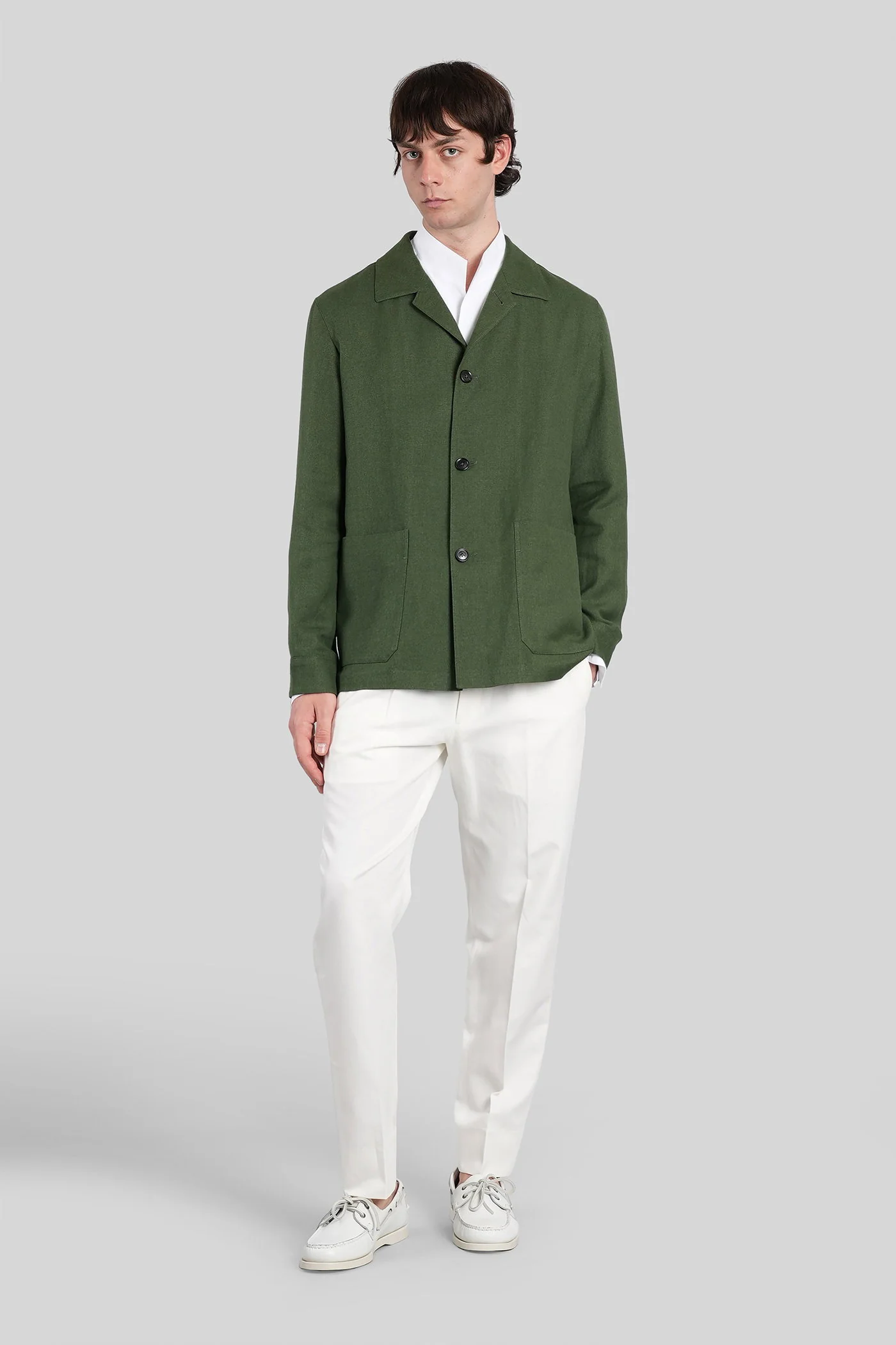 Casual jacket in green linen - Image 2
