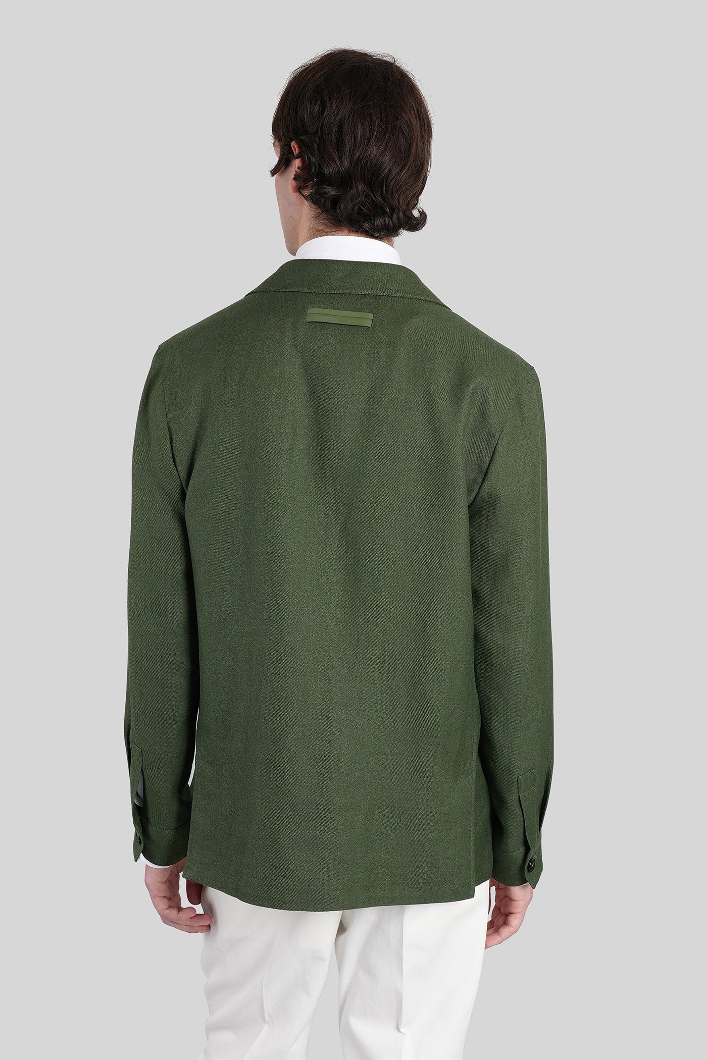 Casual jacket in green linen - Image 3