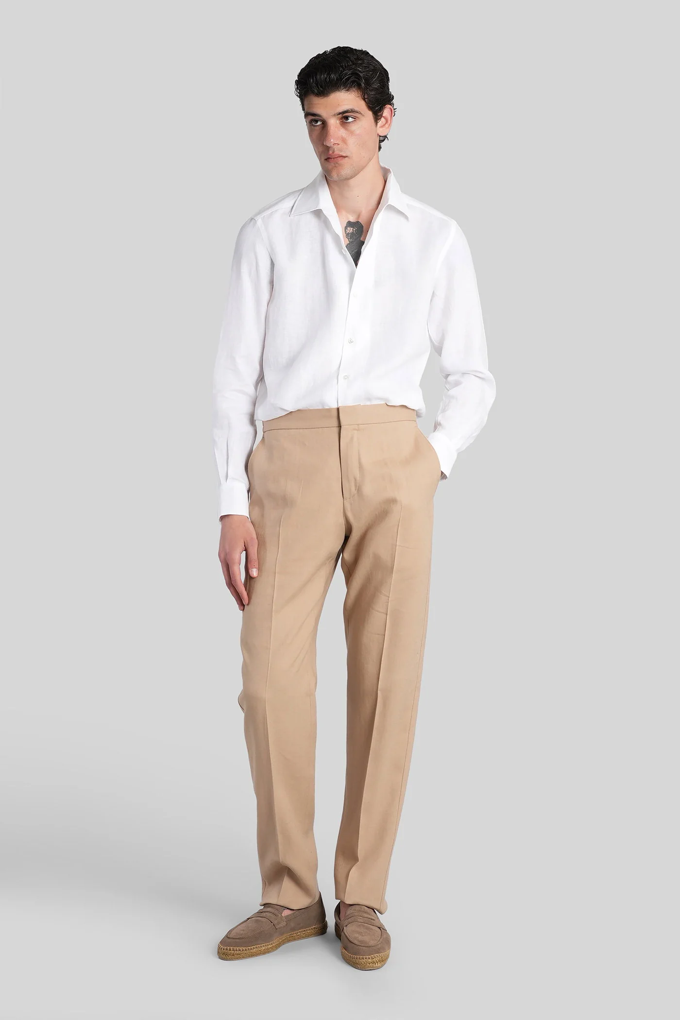 Pants in beige linen - Image 2