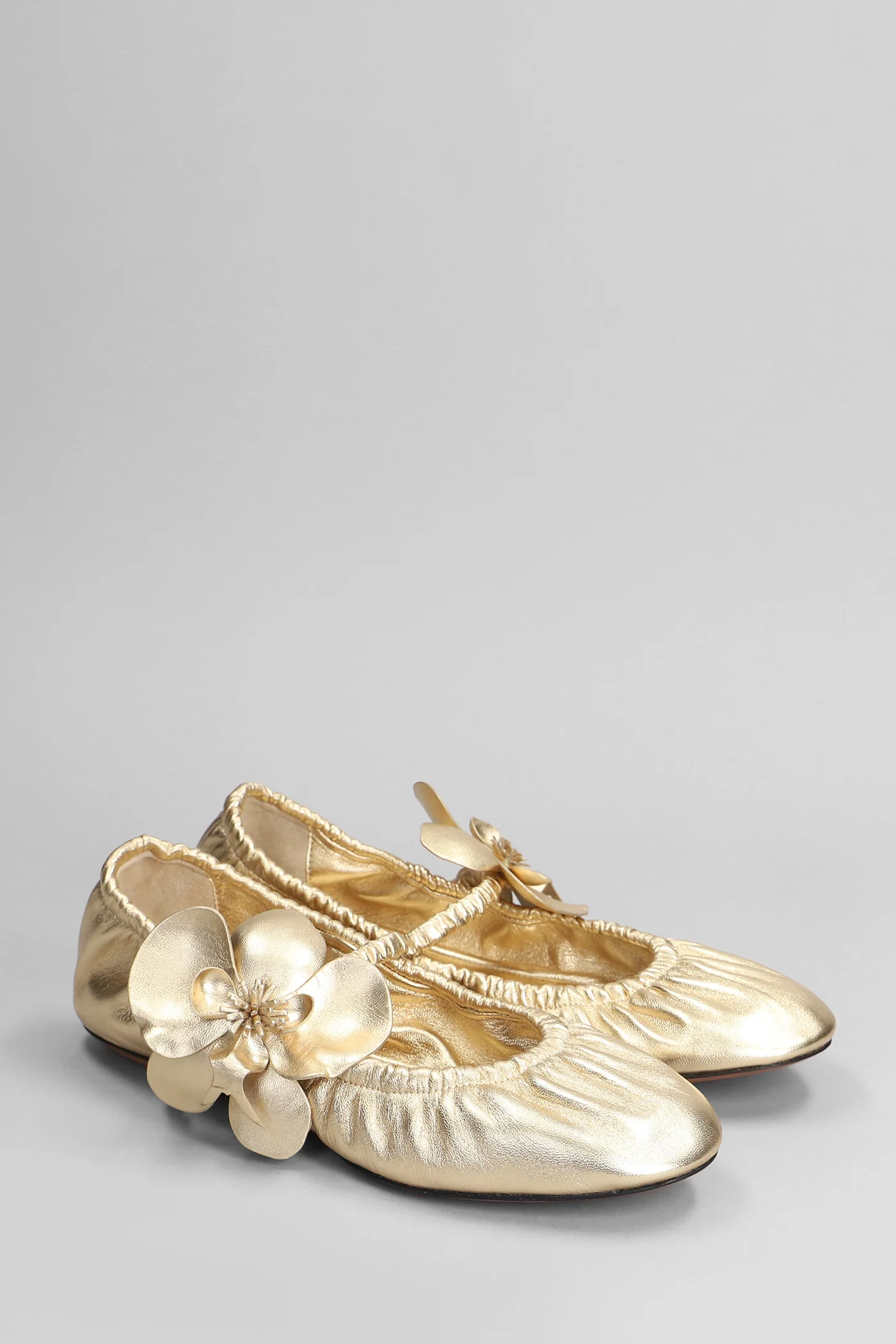 Ballet flats in gold leather - Image 2