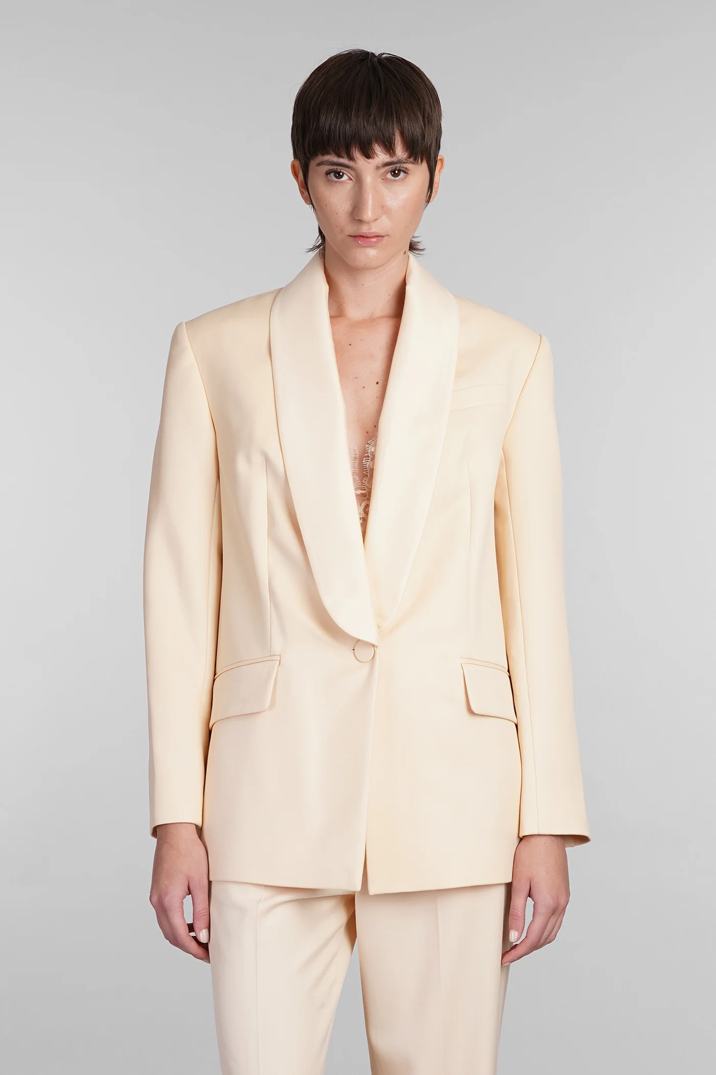 Blazer in beige wool