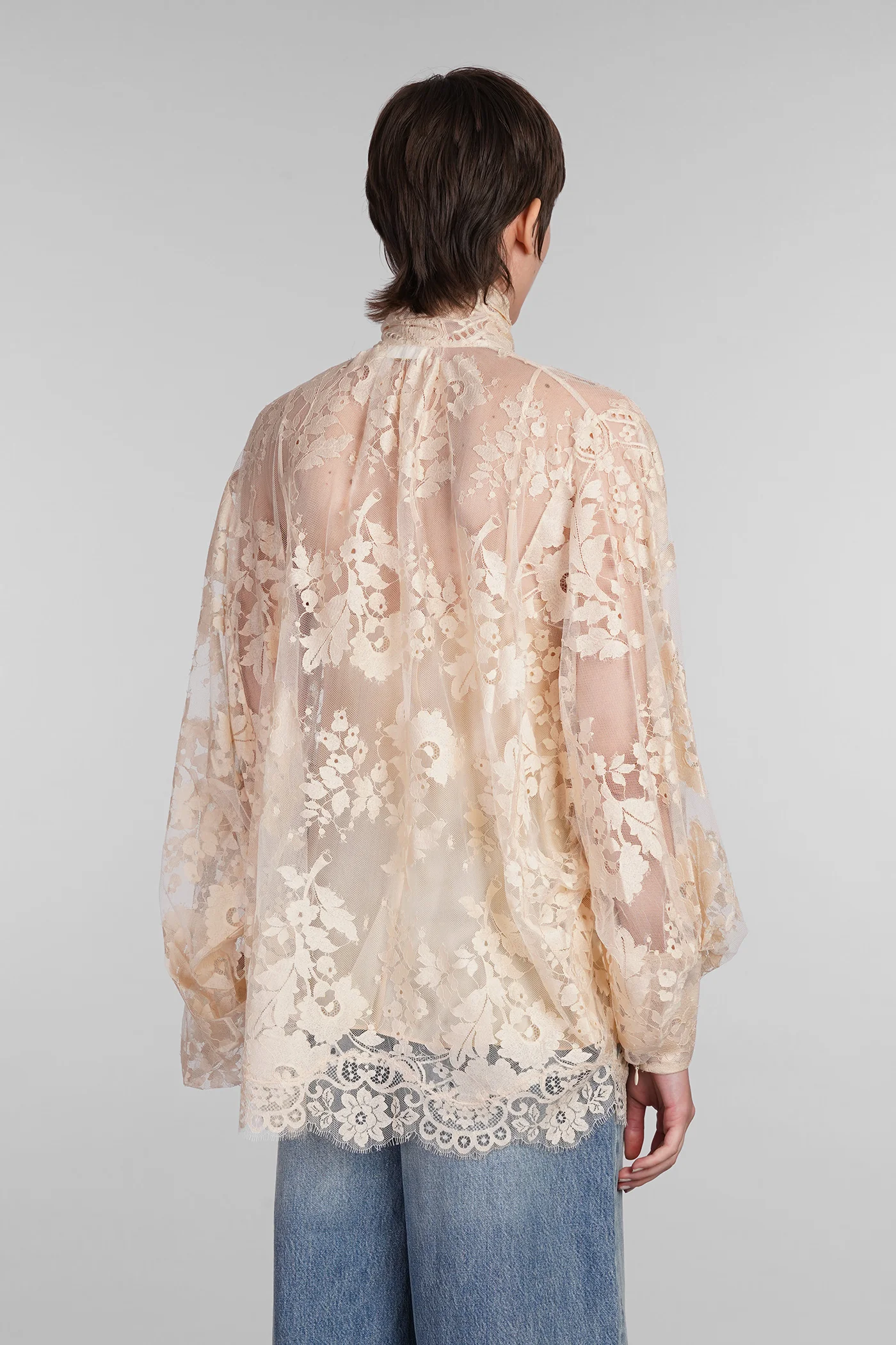 Blouse in beige cotton - Image 3