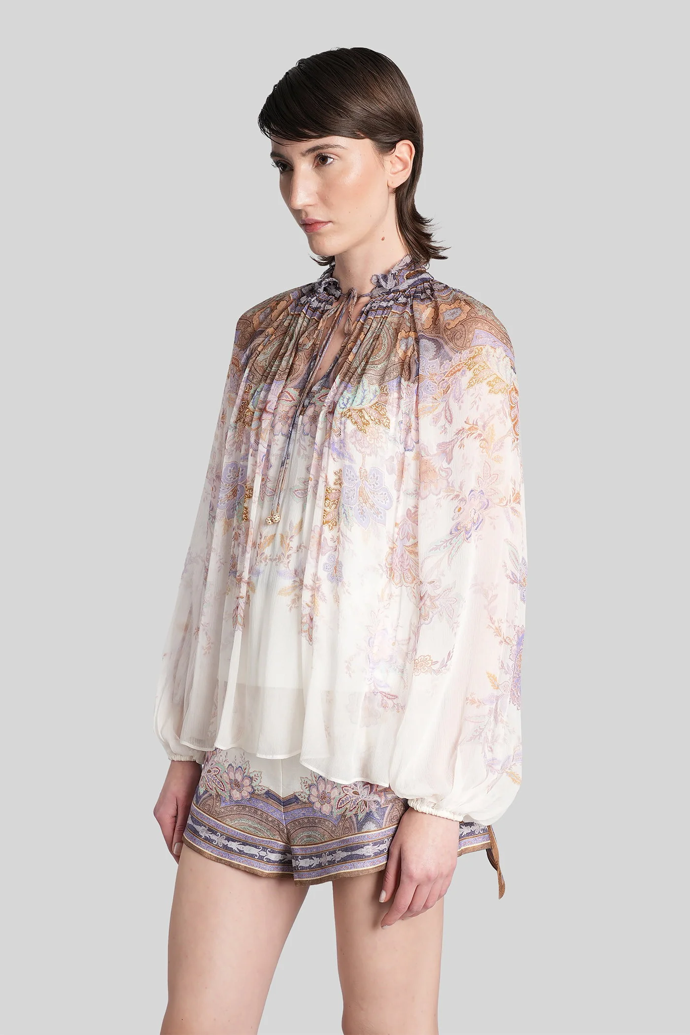 Blouse in beige viscose - Image 4