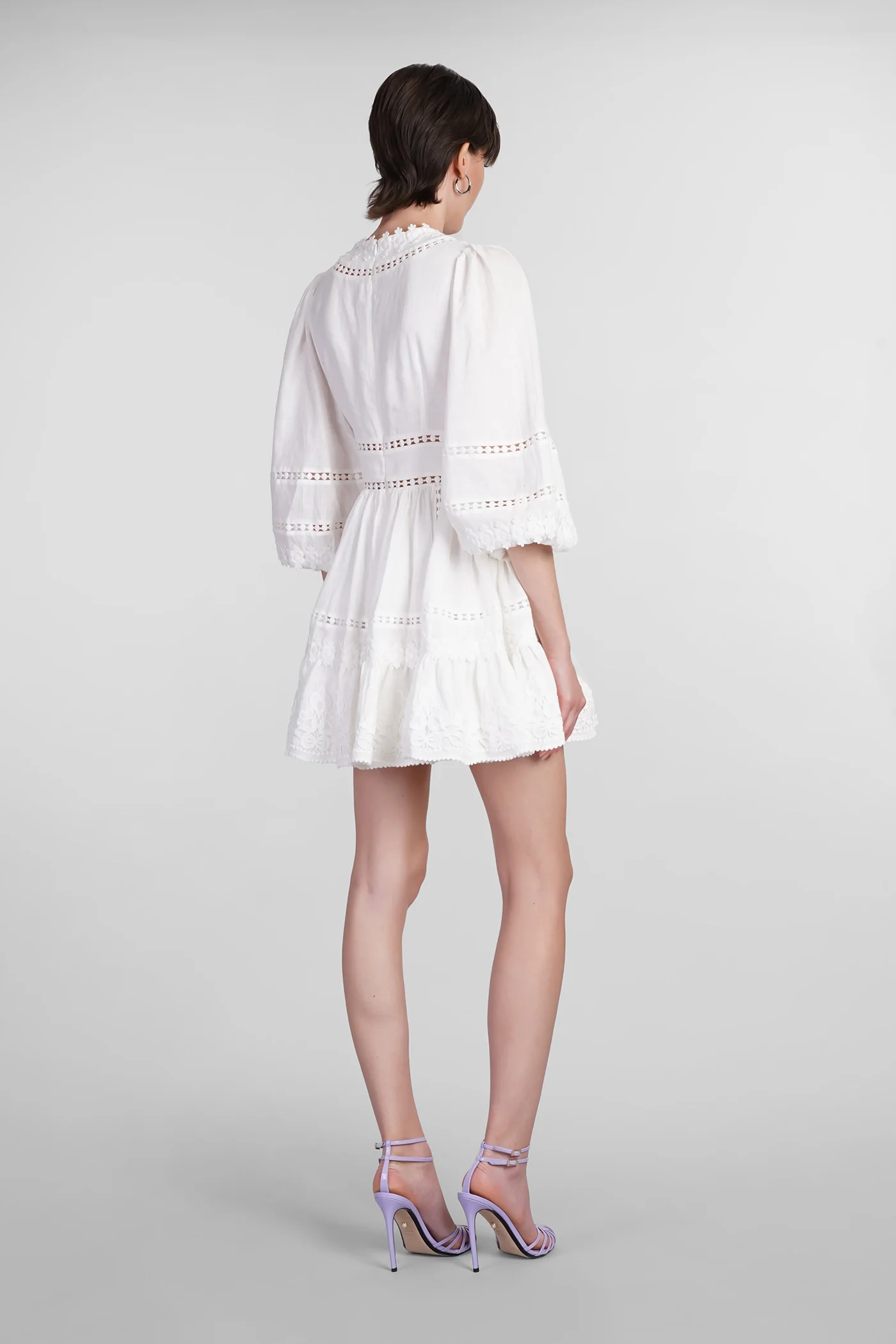 Dress woman  in white linen - Image 3