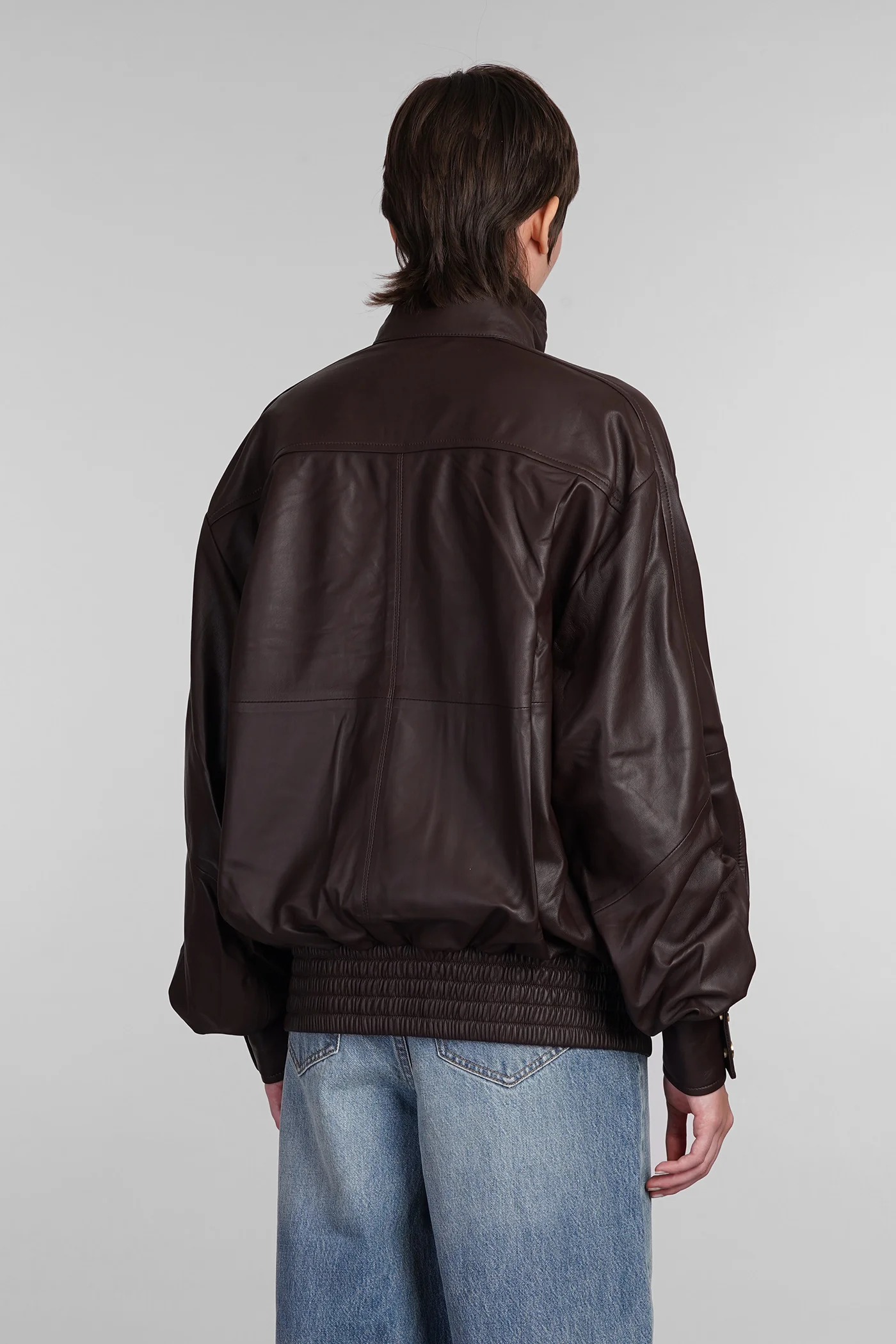 Leather jacket in brown leather - Image 3