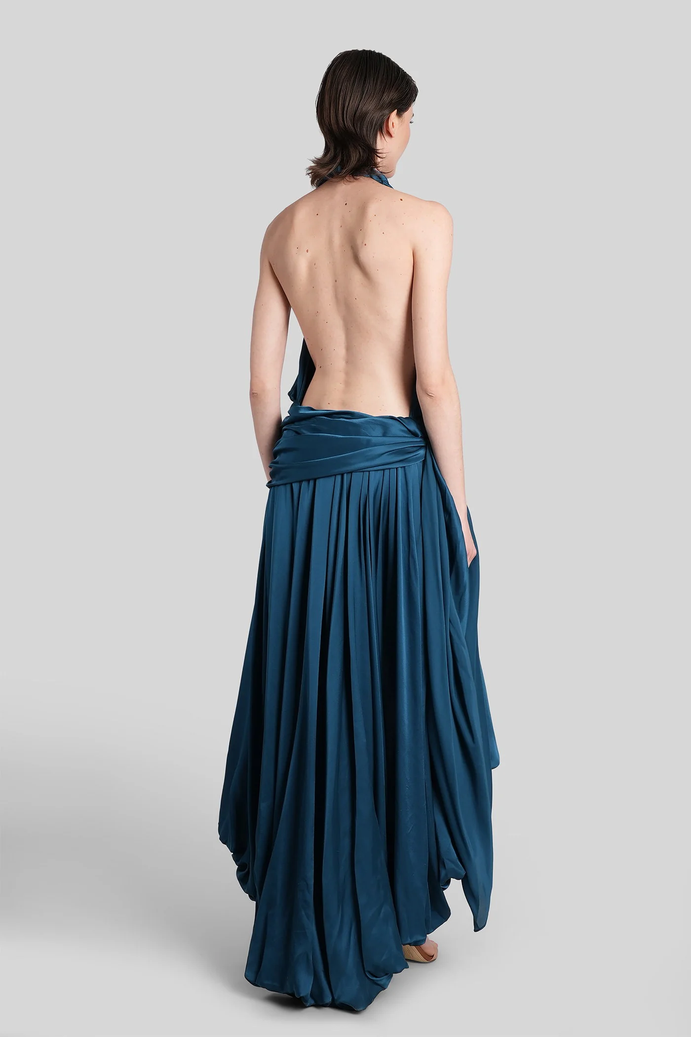 Long dress in blue silk - Image 3