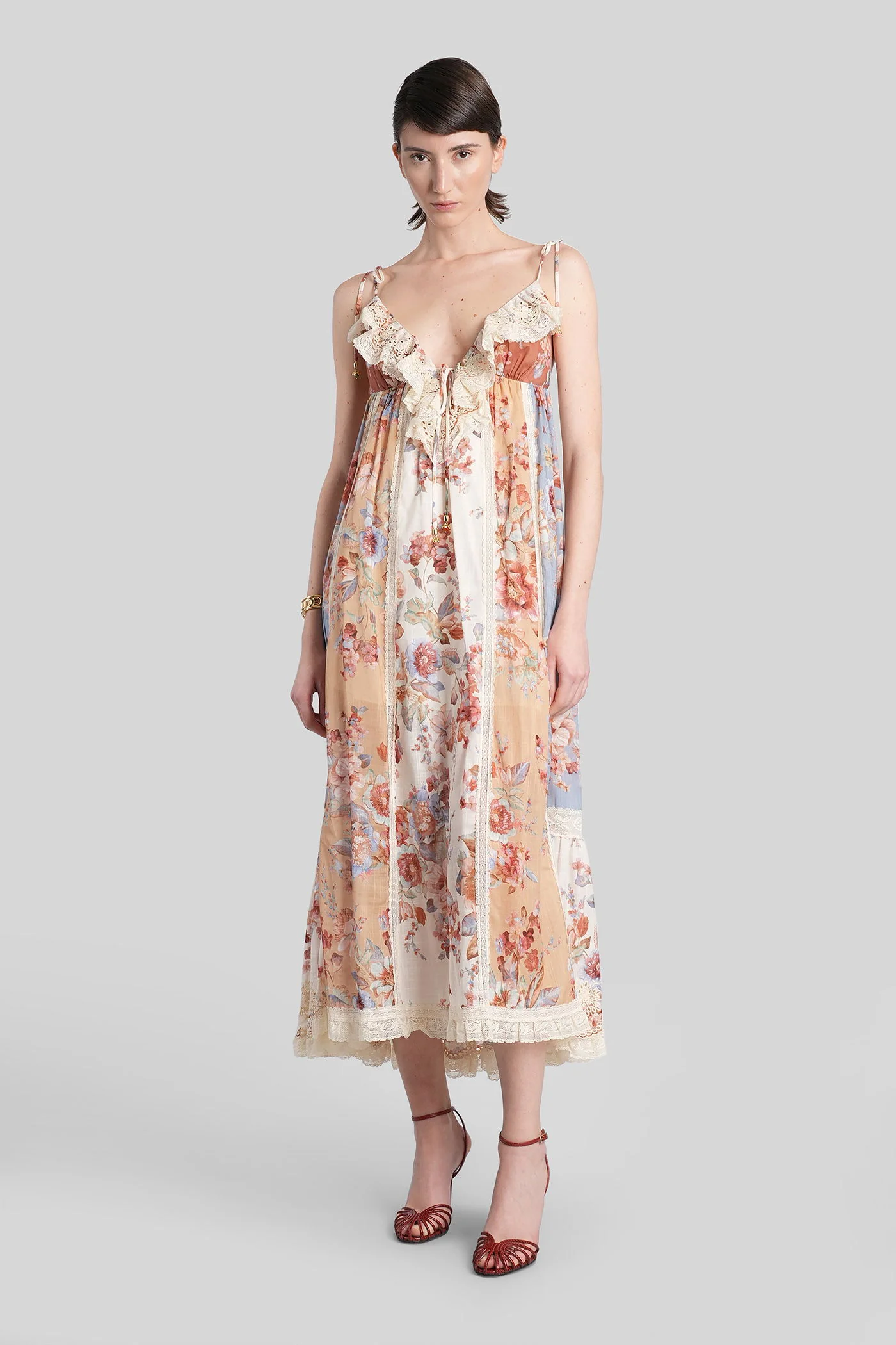 Long dress in multicolor cotton