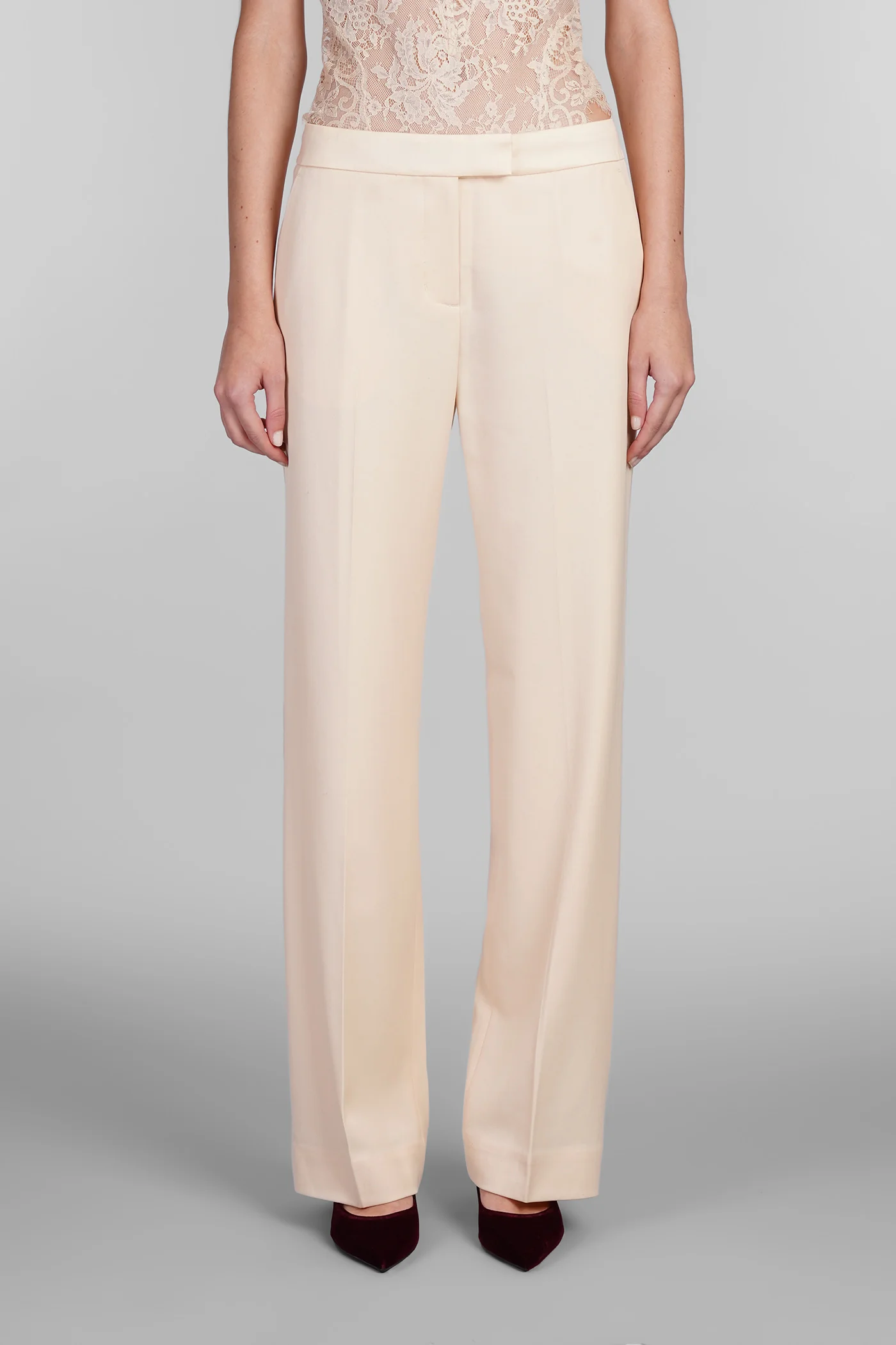 Pants in beige wool