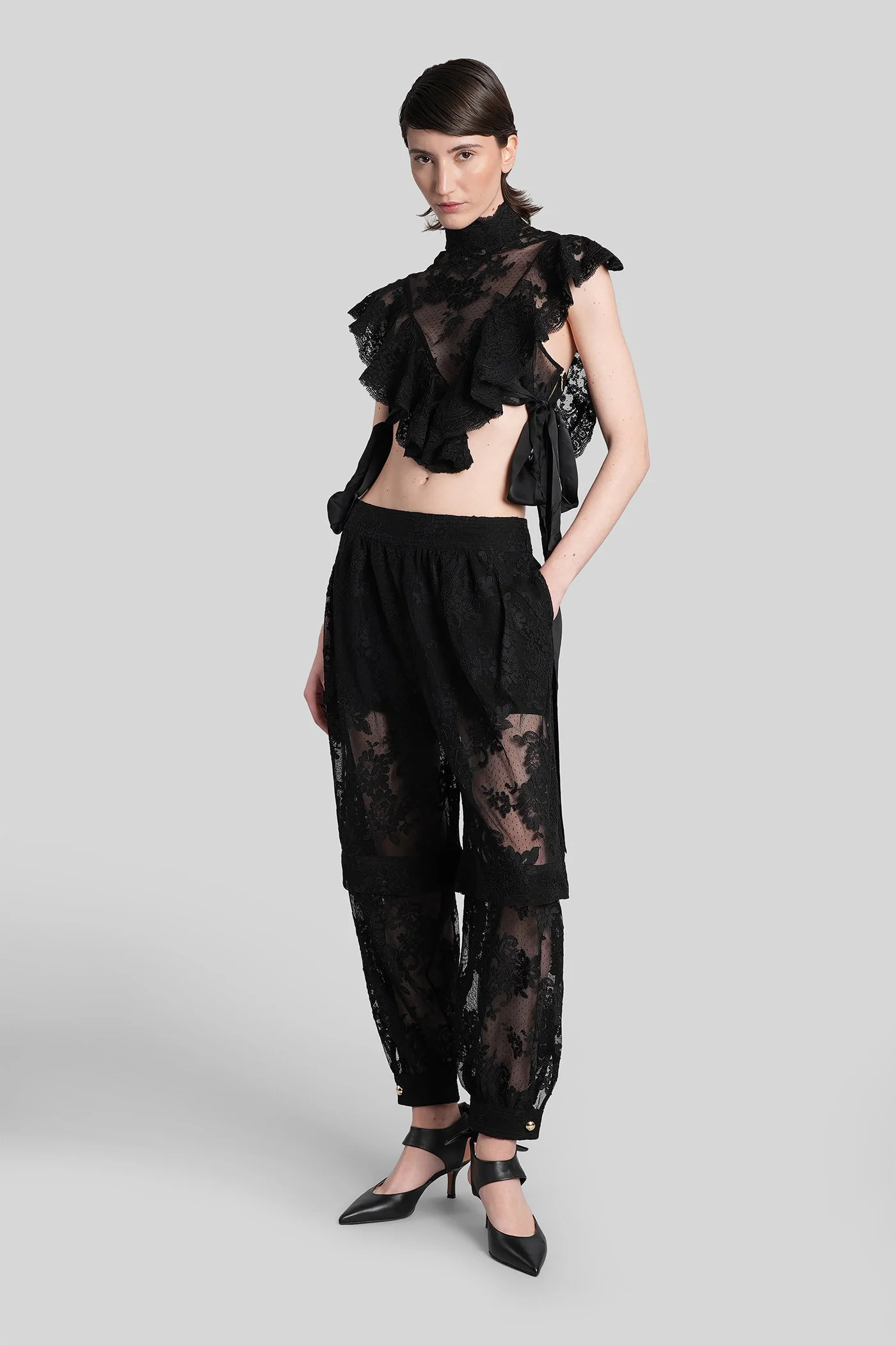 Pants in black polyester - Image 2