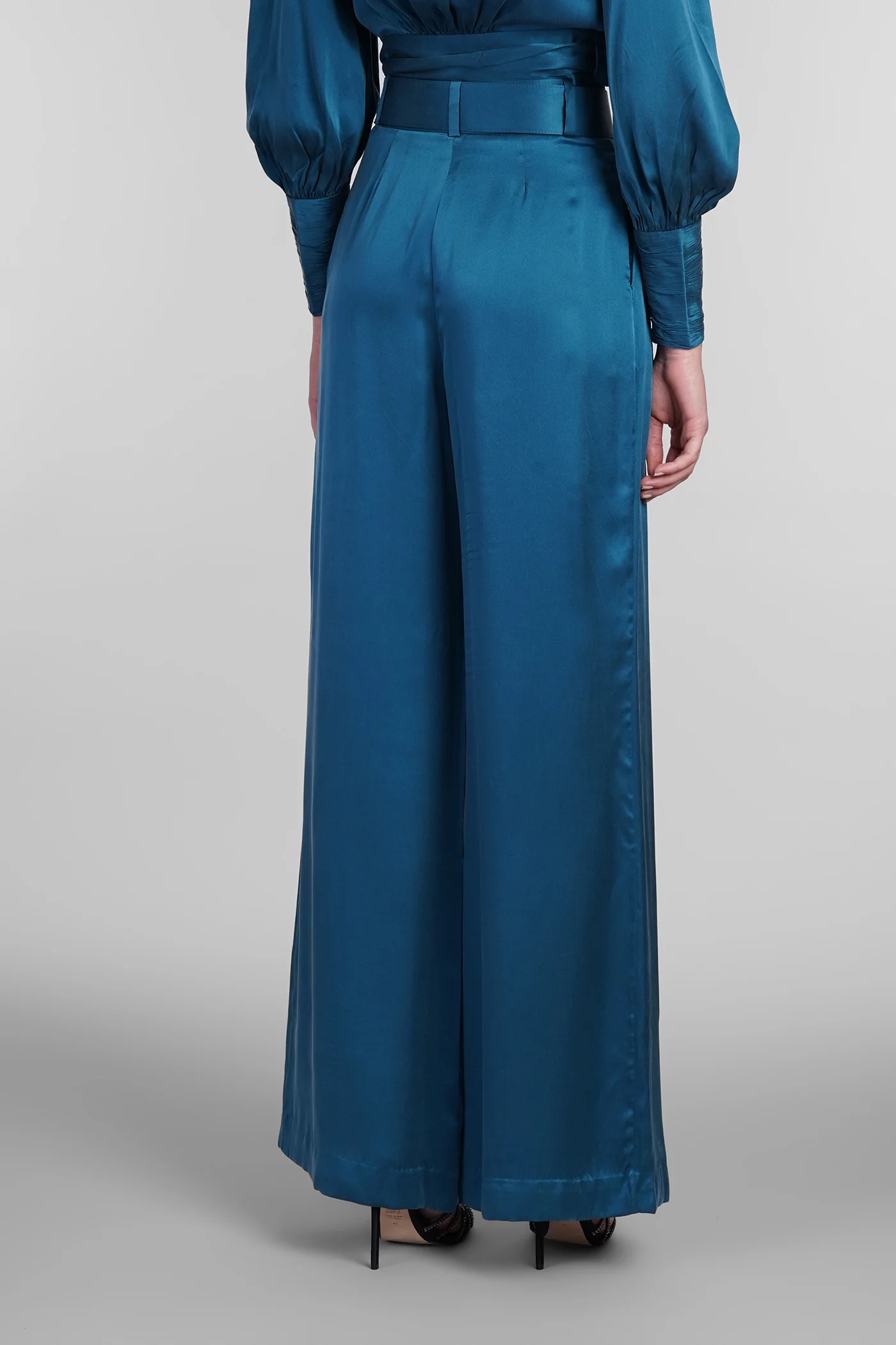 Pants in blue silk - Image 3