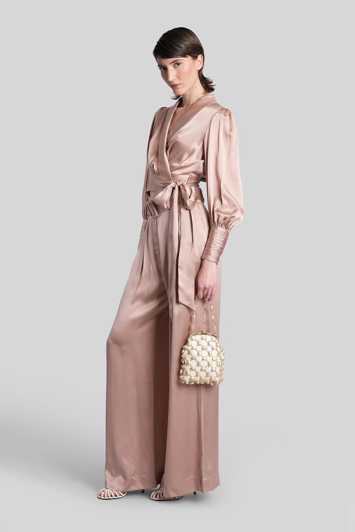 Pants in rose-pink silk - Image 2
