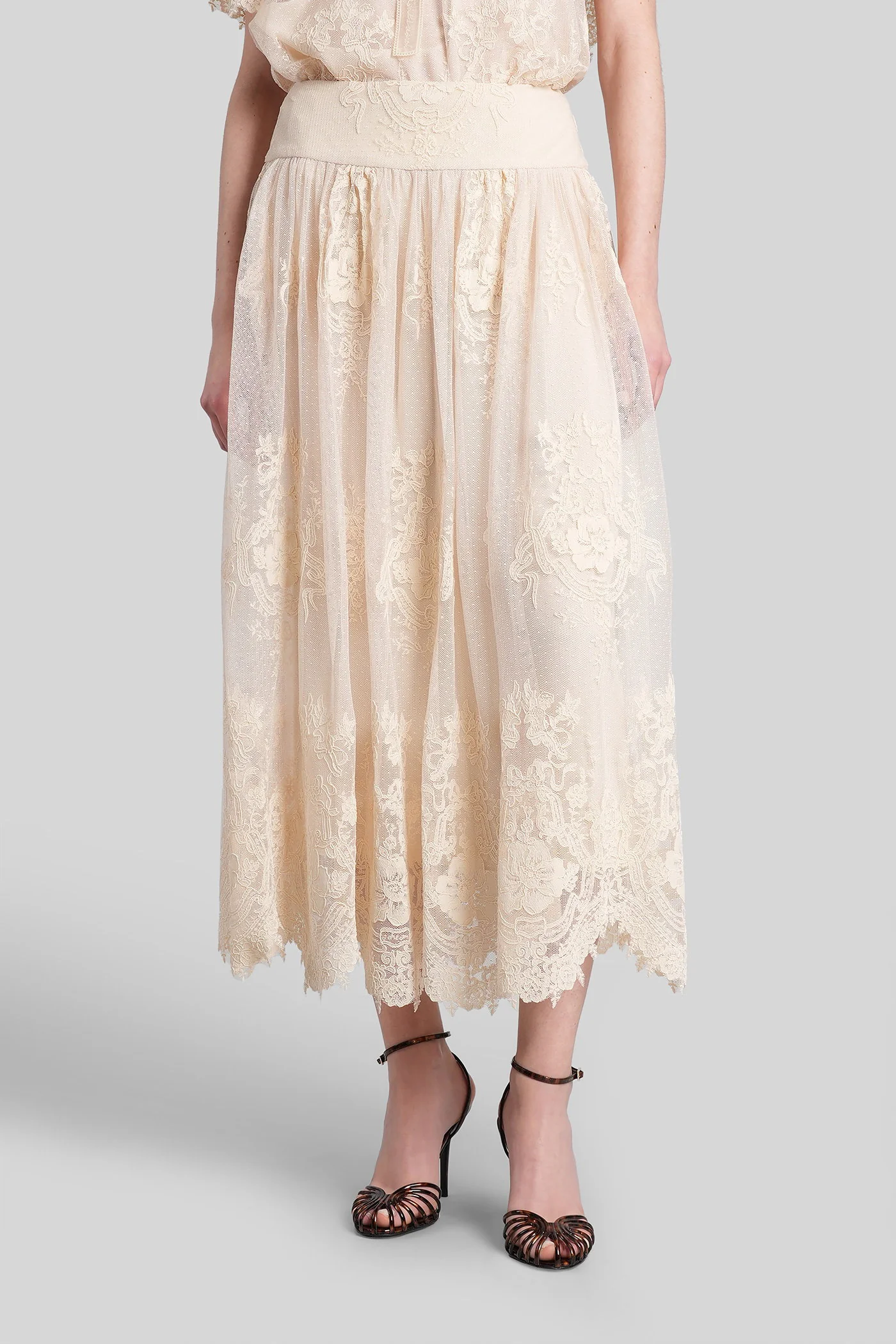 Skirt in beige polyester