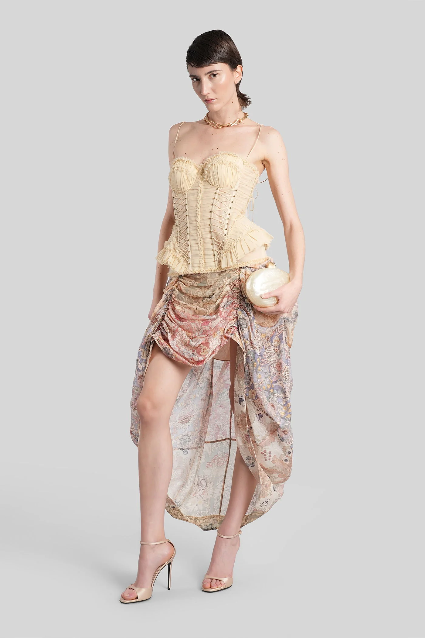 Skirt in multicolor linen - Image 2